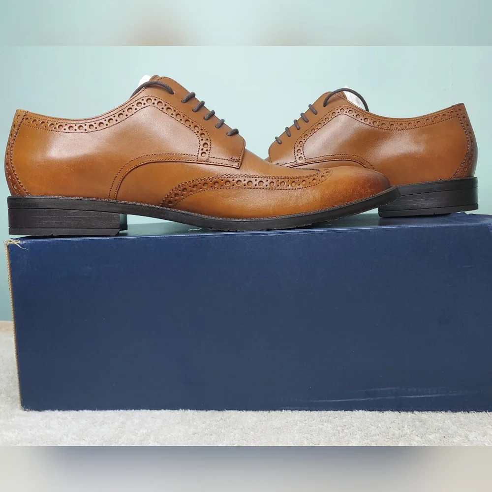 Cole Haan Mens Tan Leather Wingtip Oxfords Size 12 NWT Groom Shoes Formal Office